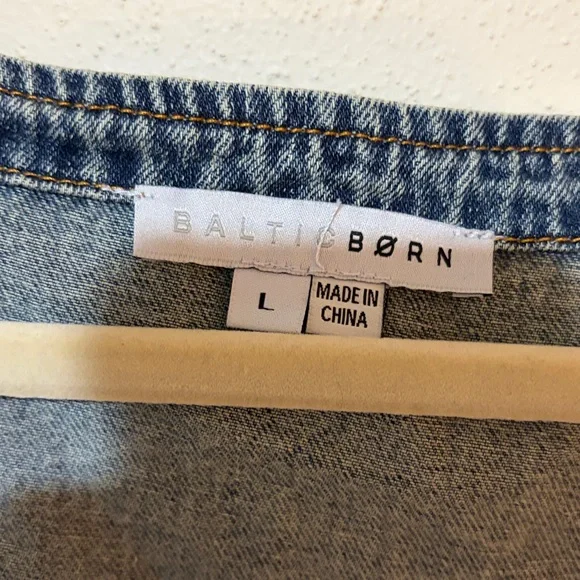 Baltic Born Gretchen Babydoll Long Sleeve Denim Mini Dress Size Large Western - Picture 3 of 11